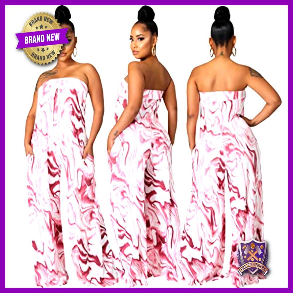 Sleeveless Pleated Jumpsuit Wide Leg Pants Casual Fashion Romper Polyester - Picture 5 of 7